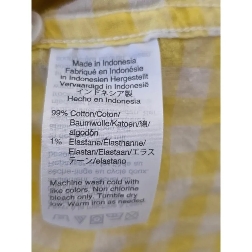 J. Crew classic Yellow Gingham Long-Sleeve Shirt Lightweight Button front casual